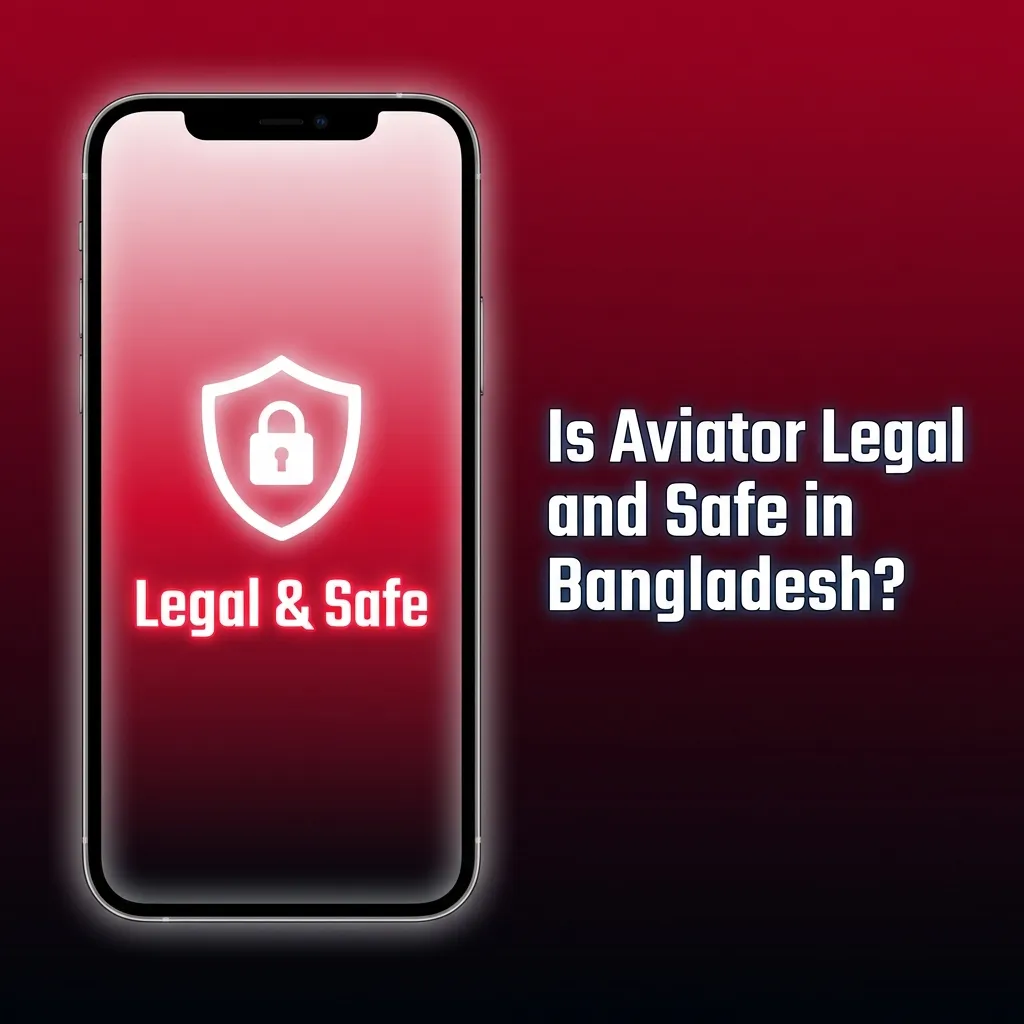 Aviator game interface showing licensed online casino platform with security features for Bangladeshi players