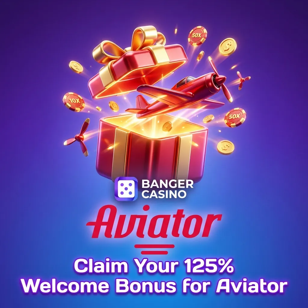 Aviator game welcome bonus promotion showing 125% deposit match offer for new Bangladesh players at Banger Casino