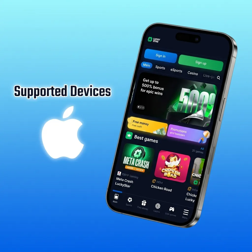 Apple devices including iPhone 14, 13, 12, SE, 11 Pro, XR, and iPad models running iOS 12 or later for Lucky Star PWA